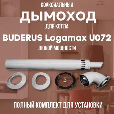 Дымоход для котла BUDERUS Logamax U072 любой мощности, комплект антилед (Китай) (DYMlogU072)